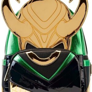 LOUNGEFLY Marvel Shine LOKI Backpack New with Tags 💚🖤💚🖤